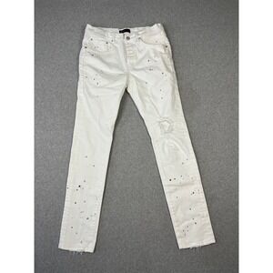 Purple Brand Jeans Mens 34 Optic‎ White Blowout P001 Panit Splatter Distressed